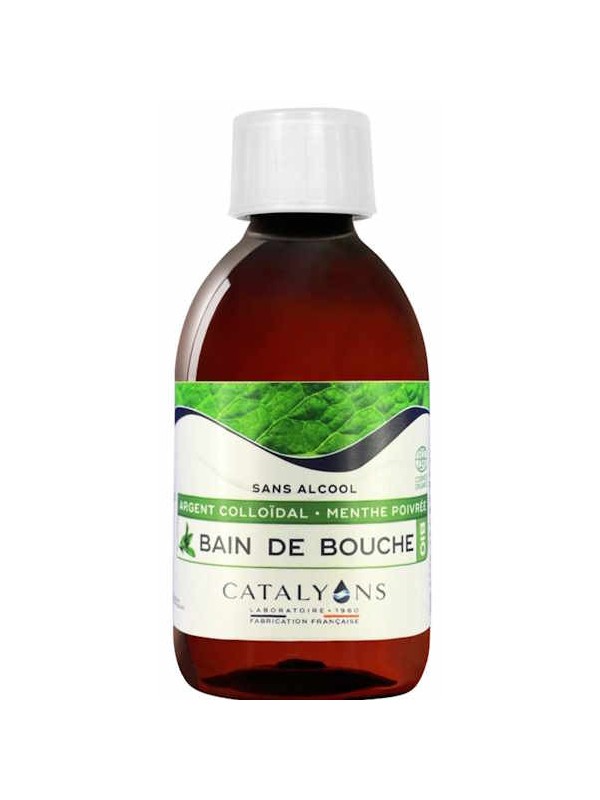 Bain de bouche bio à l'Argent colloïdal 250 ml Catalyons argent menthe poivrée et zinc Herboristerie de paris