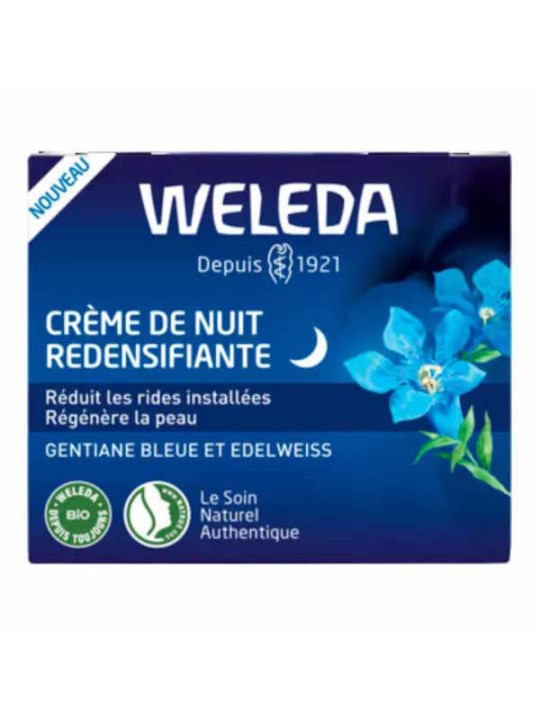 Crème de nuit redensifiante Gentiane bleue et Edelweiss 40ml Weleda creme de nuit revitalisante Herboristerie de paris