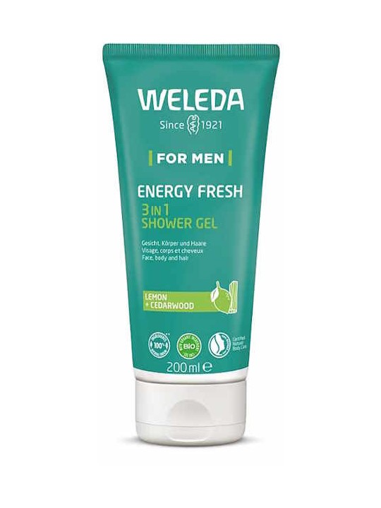 Gel Douche Men 3 en 1 Energy Fresh pour Homme 200ml Weleda gel douche homme Herboristerie de paris