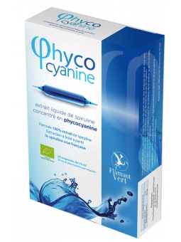 Phycocyanine 20 ampoules buvables de 10 ml Flamant vert 30mg de phycocyanine par jour Herboristerie de paris