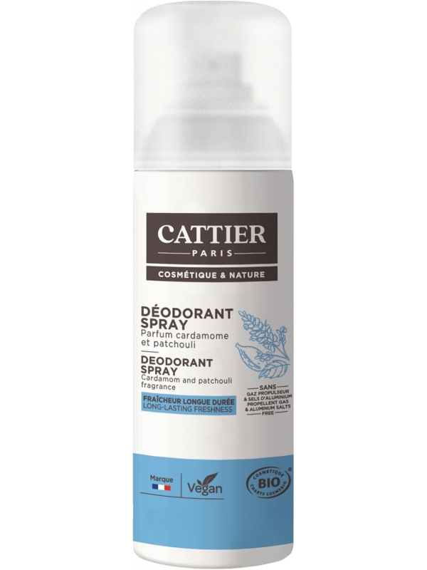 Déodorant spray Brume active 100 ml Cattier cardamome patchouli Herboristerie de paris