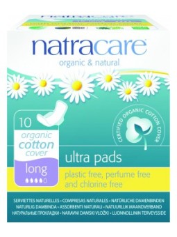10 Serviettes ultra longues à ailettes Natracare