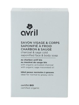 Savon à  froid visage corps charbon et sauge 100g Avril Herboristerie de Paris