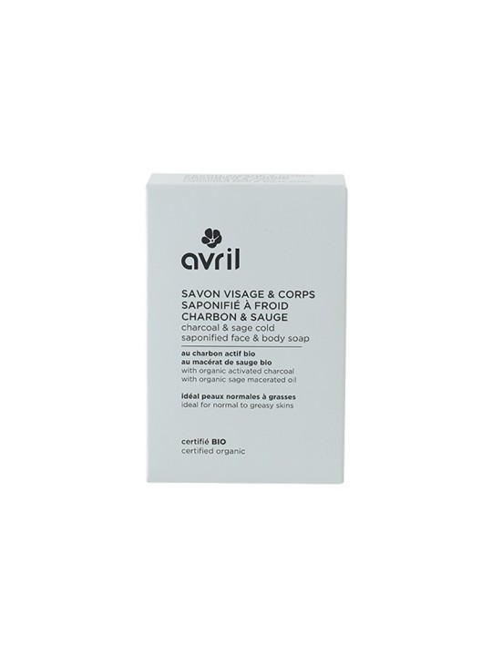 Savon à  froid visage corps charbon et sauge 100g Avril Herboristerie de Paris