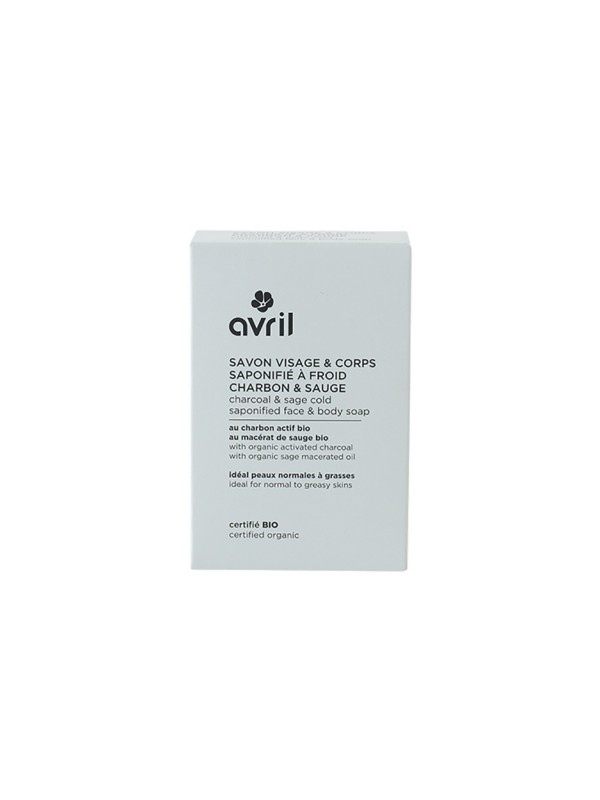Savon à  froid visage corps charbon et sauge 100g Avril Herboristerie de Paris
