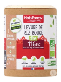 Levure de riz rouge bio 200 gélules Nat et Form Herboristerie de Paris