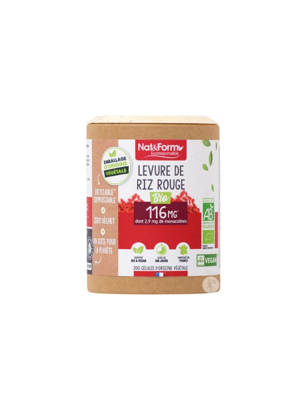 Levure de riz rouge bio 200 gélules Nat et Form Herboristerie de Paris