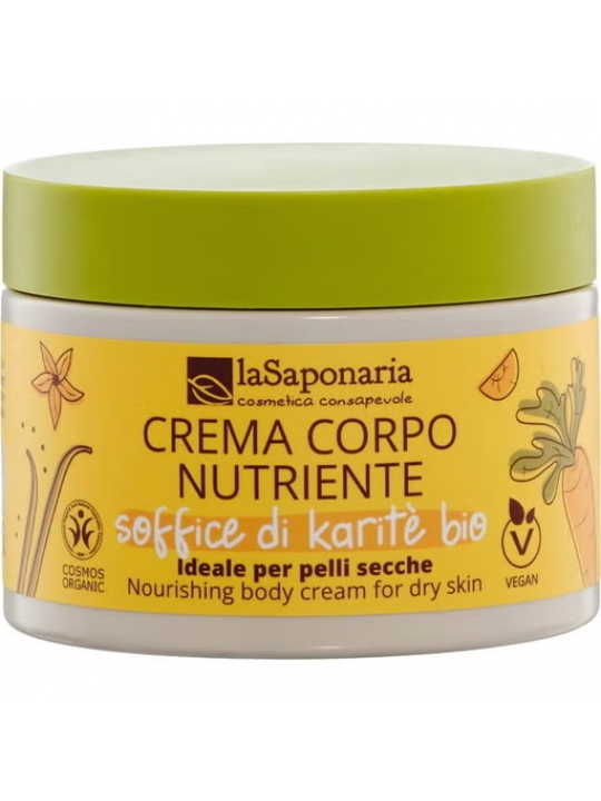 Crème Corporelle Extra Hydratante Carotte Vanille Soffice di Karité 180ml La Saponaria Herboristerie de Paris