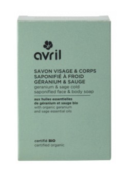 Savon à  froid visage et corps Geranium Sauge 100g Avril Herboristerie de Paris