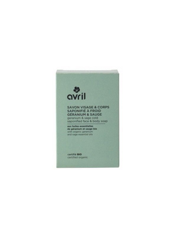 Savon à  froid visage et corps Geranium Sauge 100g Avril Herboristerie de Paris