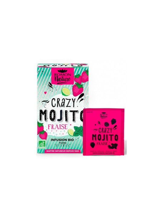 Infusion plaisir Crazy Mojito Fraise bio 16 sachets Romon Nature Herboristerie de Paris