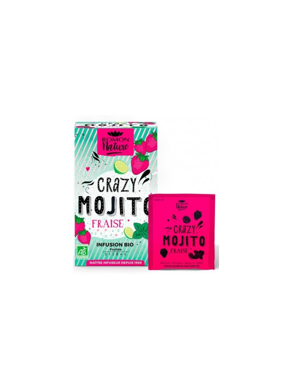 Infusion plaisir Crazy Mojito Fraise bio 16 sachets Romon Nature Herboristerie de Paris