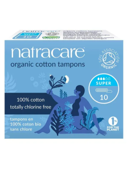 10 Tampons super sans applicateur en coton bio Natracare