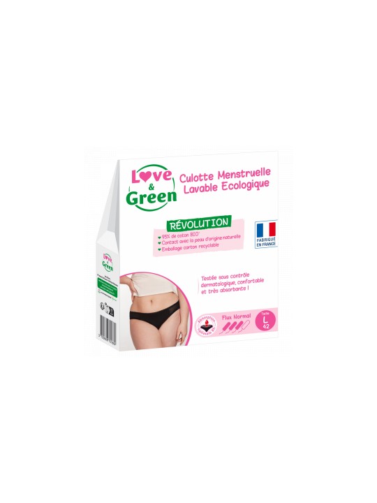 Culotte Menstruelle Lavable Ecologique Taille 42 Flux normal Love and Green Herboristerie de Paris