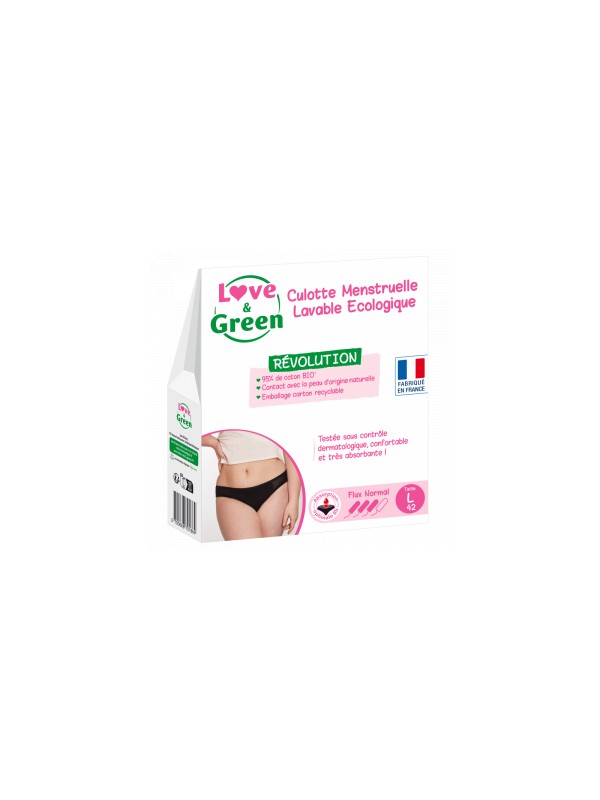 Culotte Menstruelle Lavable Ecologique Taille 42 Flux normal Love and Green Herboristerie de Paris