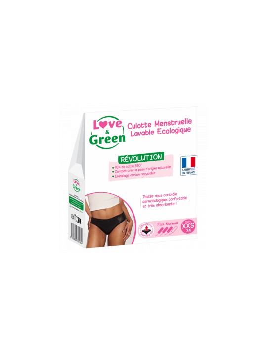 Culotte Menstruelle Lavable Ecologique Taille 34 Flux normal Love and Green Herboristerie de Paris