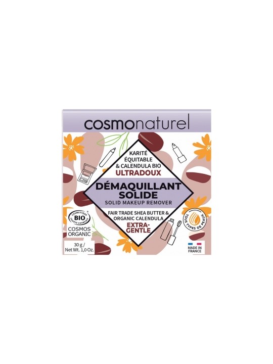Démaquillant solide ultradoux Karité équitable et Calendula bio 30g Cosmo Naturel Herboristerie de Paris