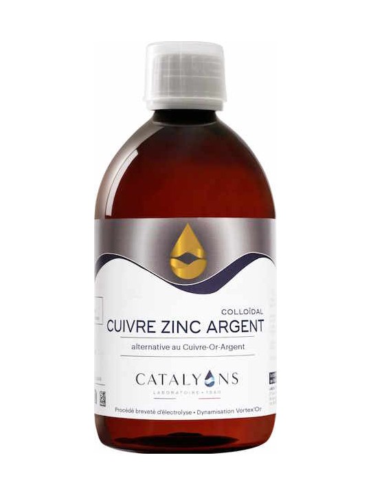 Cuivre Zinc Argent ionisé 500 ml Catalyons Herboristerie de paris auto immunité de la peau