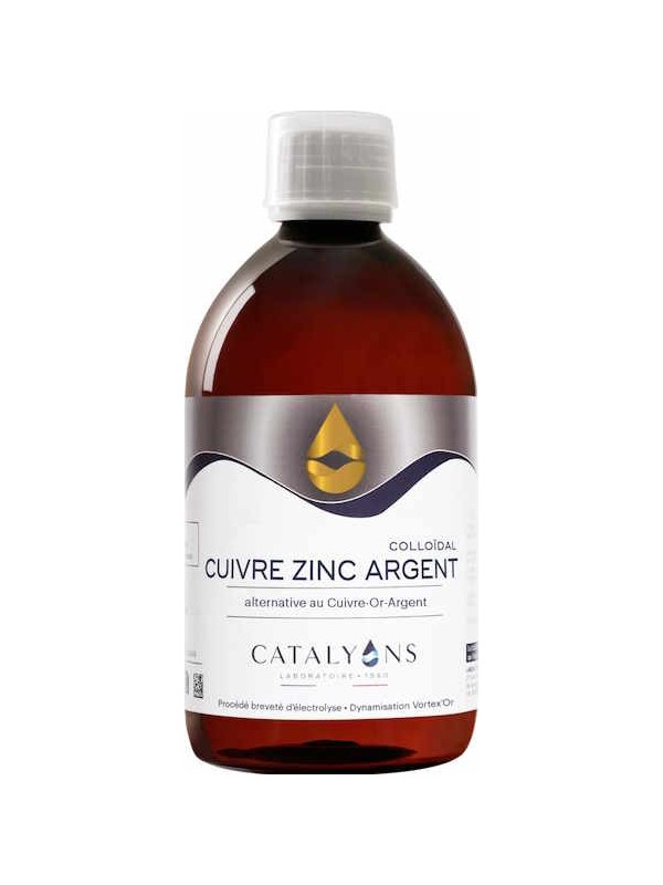 Cuivre Zinc Argent ionisé 500 ml Catalyons Herboristerie de paris auto immunité de la peau