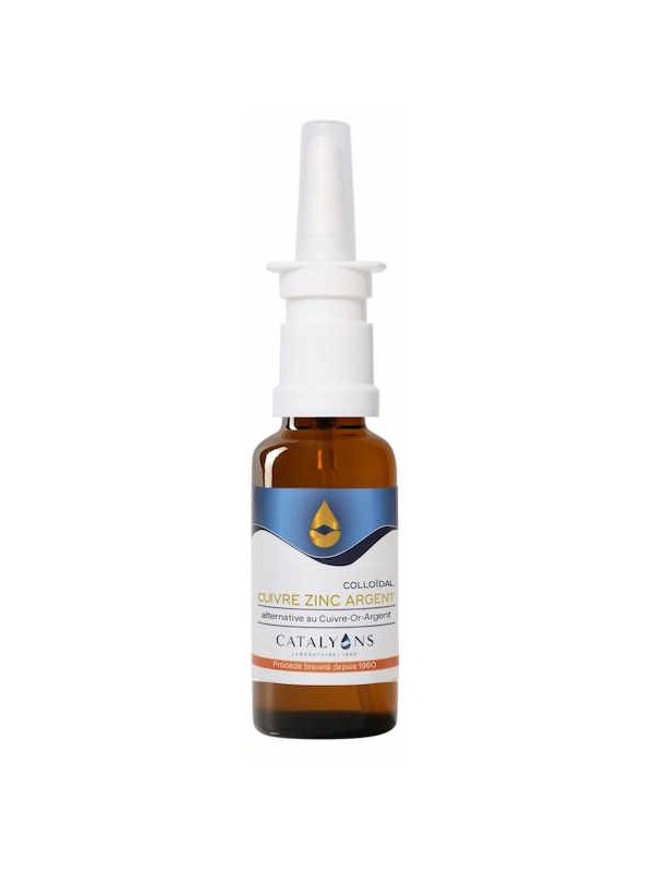 Eau de Cuivre Zinc Argent Spray 30 ml Catalyons Le cuivre contribue au fonctionnement normal du système immunitaire