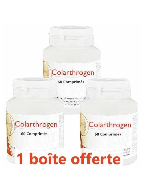 Lot de 3 Colarthrogen Collagène marin Acide hyaluronique 3x60 comprimés Monapharm 180 comprimés Herboristerie de Paris