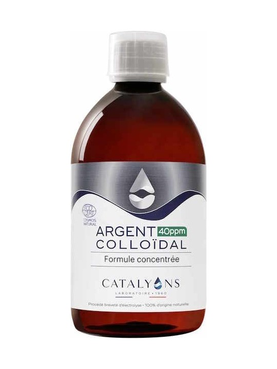 L'Argent colloïdal 40 PPM 500ml oligo Catalyons apporter des ions Argent en solution aqueuse Herboristerie de Paris