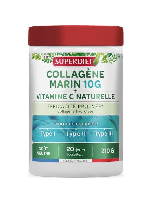 Collagène Marin 10g - Vitamine C poudre 210g SuperDiet naticol cartidyss Herboristerie de paris