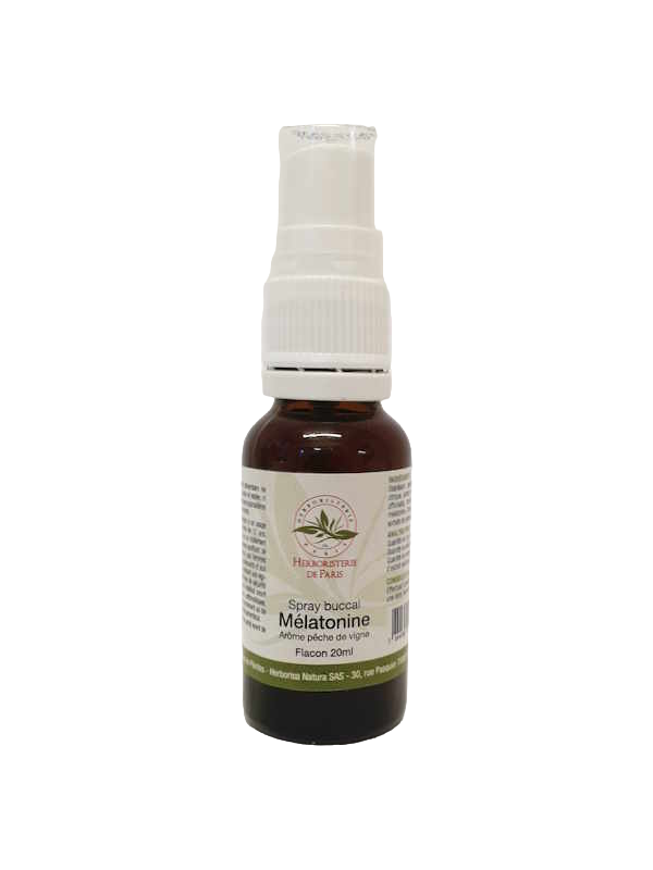 Spray Buccal Mélatonine arôme Pêche de Vigne 20ml Herboristerie de Paris mélatonine mélisse sommeil