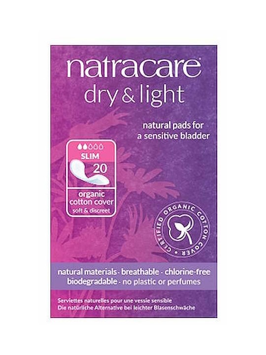 Serviettes incontinence légère Dry and Light Plus x16 Natracare fuite urinaire légère coton bio Herboristerie de paris