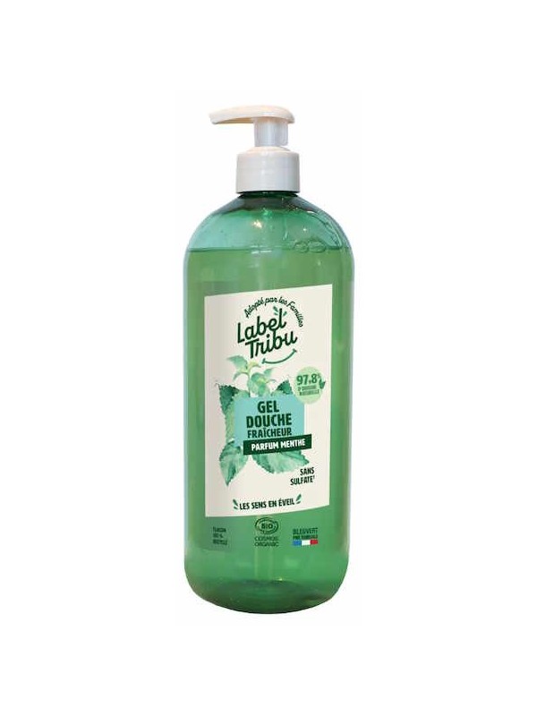 Gel douche fraîcheur 1L Label tribu Bio gel douche bio Herboristerie de paris menthe aloe vera