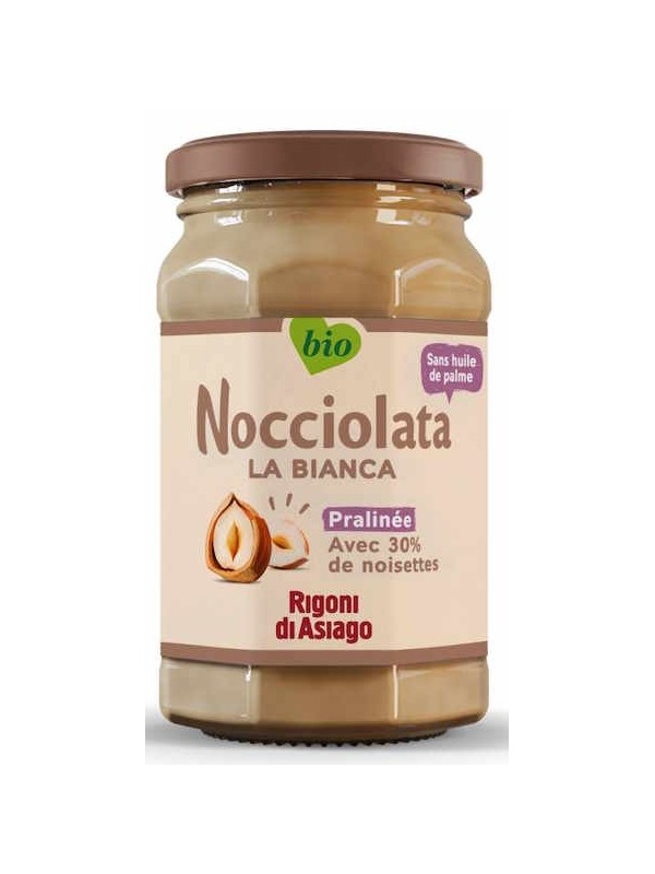 Nocciolata la Bianca Pralinée Pâte à tartiner aux noisettes 350g Rigoni Di Asiago Herboristerie de Paris