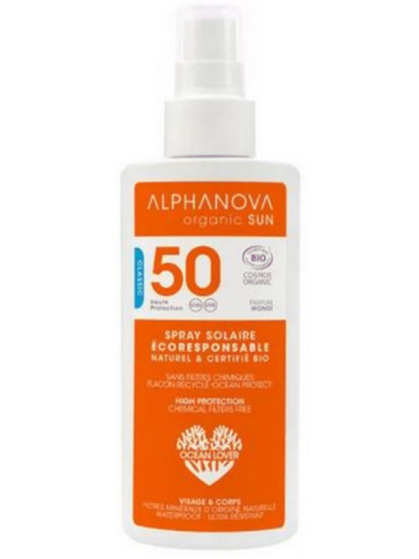 Spray solaire BIO haute protection SPF 50 Alphanova Herboristerie de Paris