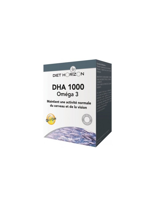 DHA 1000 Oméga 3 60 capsules Diet Horizon acide docosahexaénoïque Herboristerie de paris