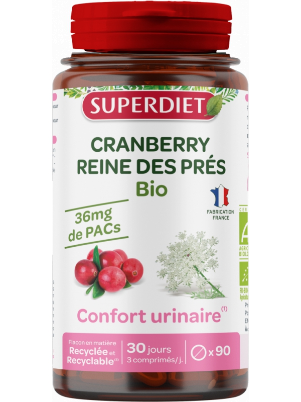 Cranberry bio reine des prés 90 gélules Super Diet Herboristerie de paris reine des près canneberge urinaire