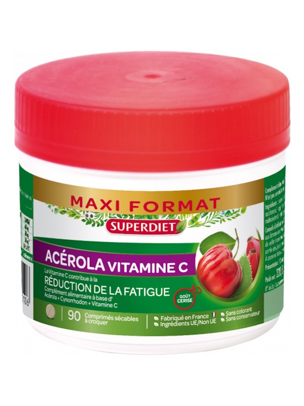 Complexe Acérola Vitamine C 90 comprimés Super Diet acérola cynorrhodon Herboristerie de paris