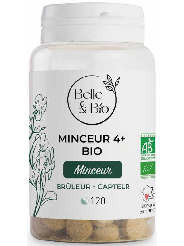 Minceur 4 plus bio 120 comprimés Belle et Bio extrait aqueux de thé vert algue laminaire Herboristerie de paris