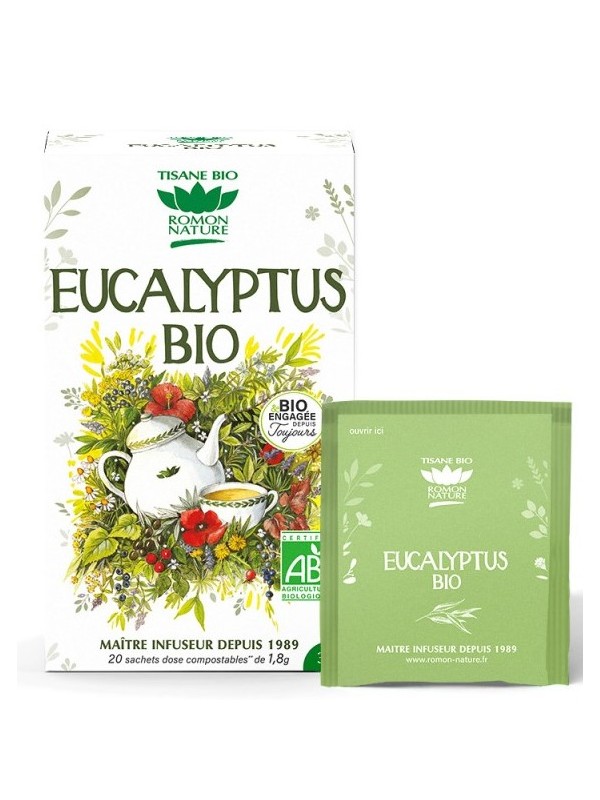 Tisane Eucalyptus bio 20 sachets Romon Nature emolliant antiseptique balsamique Herboristerie de paris