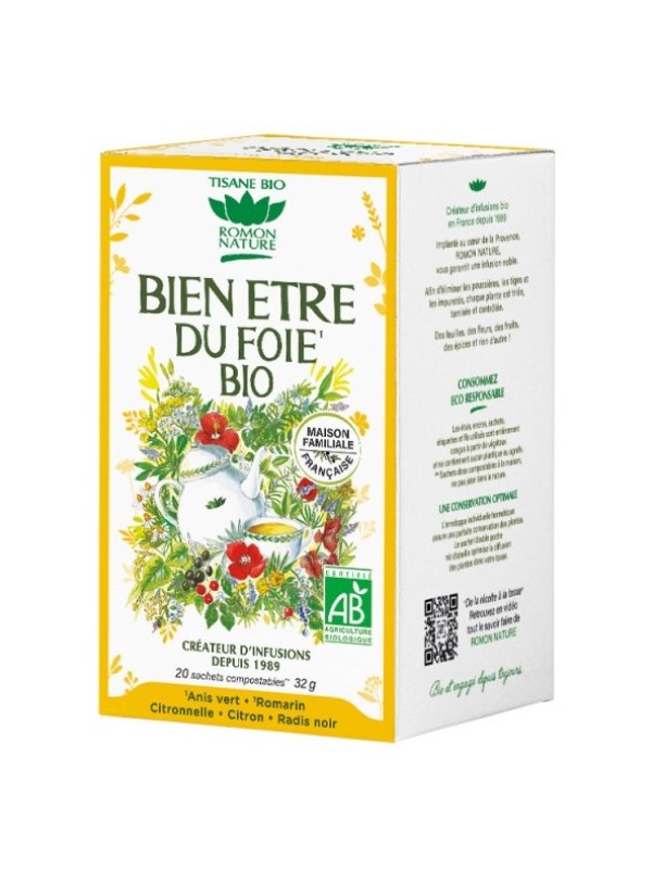 Tisane Bien être du foie 20 sachets 32g Romon Nature hépatique Herboristerie de paris