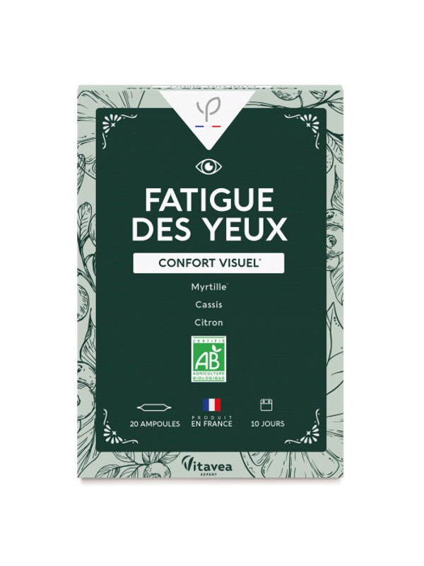 Fatigue des Yeux Myrtille Cassis et Citron 20 ampoules de 10ml Bio Conseils Herboristerie de paris