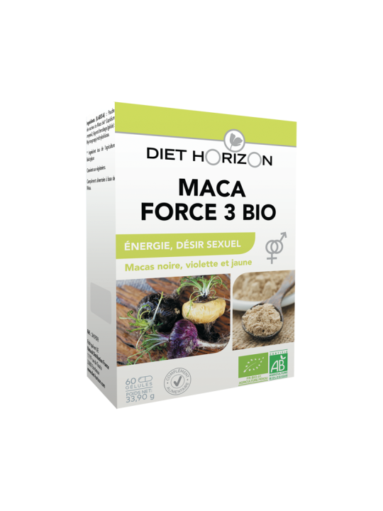 Maca Force 3 bio 60 gélules Diet Horizon maintien des performances physiques Herboristerie de paris