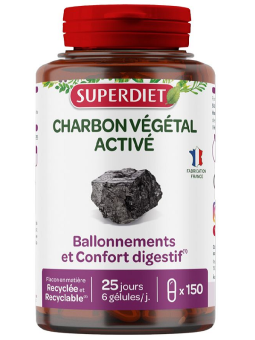 Charbon Végétal Activé 150 gélules pour contrecarrer les flatulences Herboristerie de paris