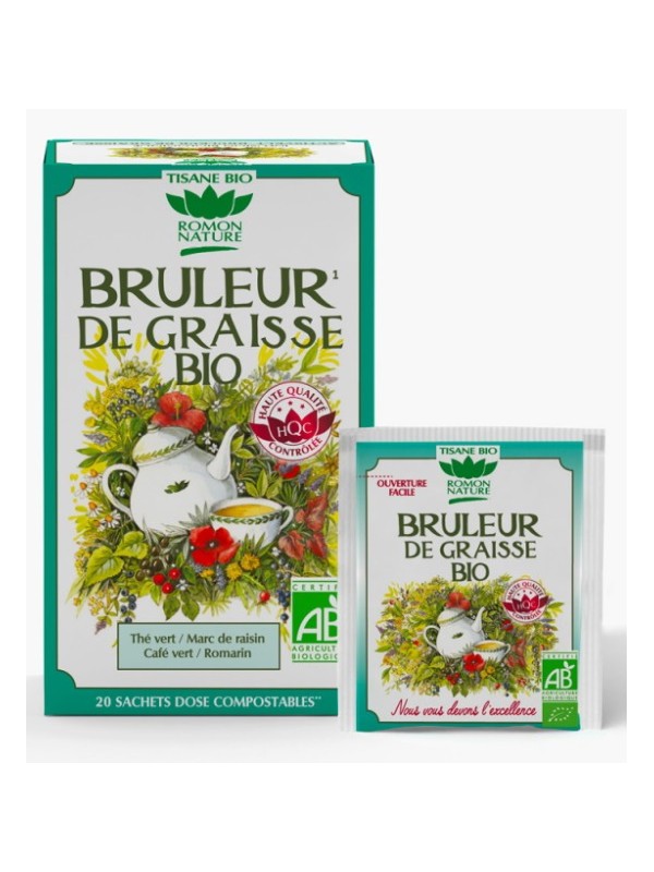 Tisane Bruleur de Graisse bio 20 sachets Romon Nature action anti capitons infusion Herboristerie de paris