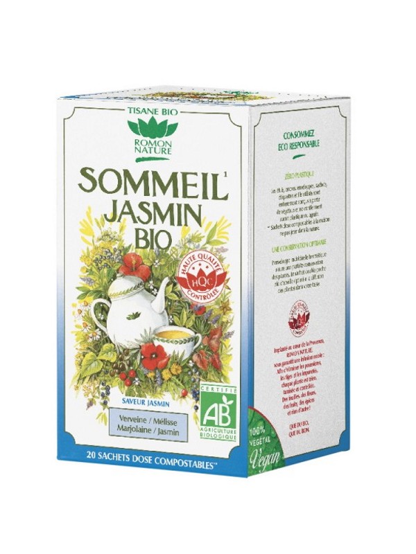 Tisane Sommeil Jasmin bio 20 sachets 32g Romon Nature verveine jasmin mélisse Herboristerie de paris