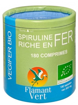 Végifer bio 180 comprimés Flamant Vert spiruline et fer Herboristerie de paris immunité vitalité