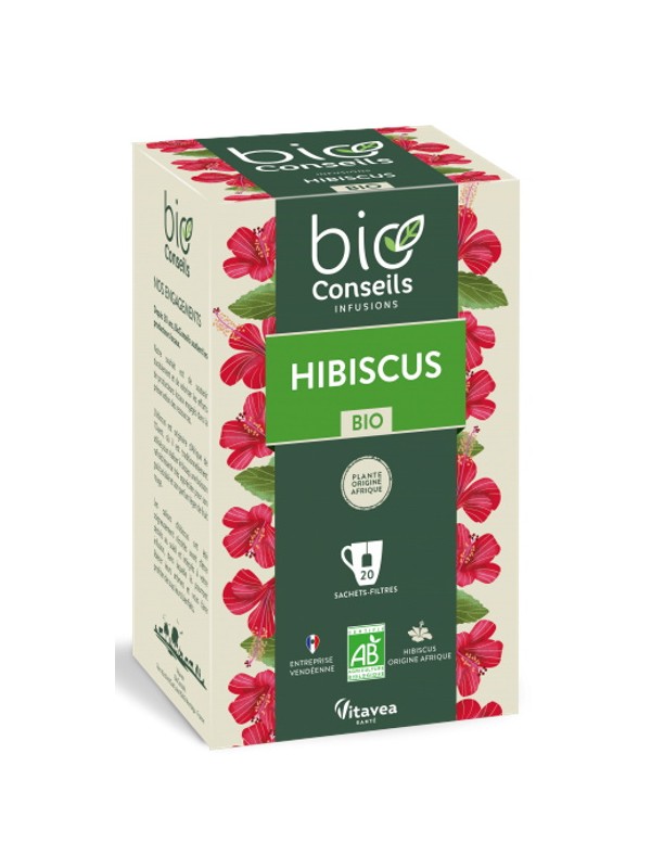 Infusion Hibiscus bio 20 sachets filtre Bio Conseils Herboristerie de paris