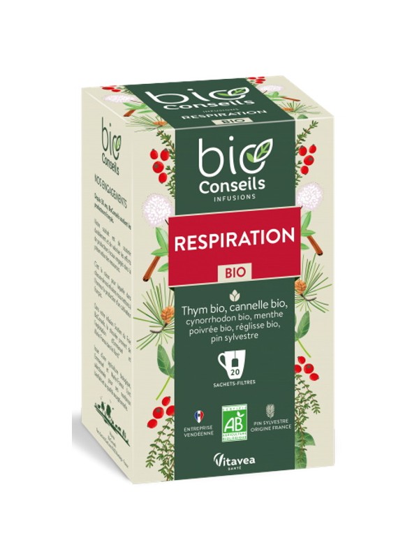 Infusion Respiratoire bio 20 sachets filtre Bio Conseils Herboristerie de paris