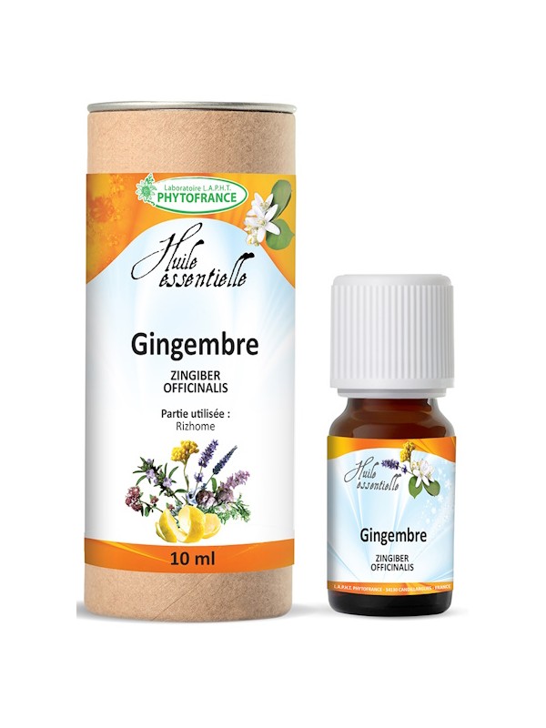 Huile essentielle de Gingembre rhizome Bio 10 ml Phytofrance tonus vitalité Herboristerie de paris