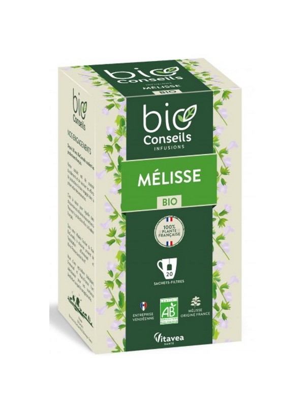 Infusion Mélisse bio 20 sachets filtre Bio Conseils Herboristerie de Paris