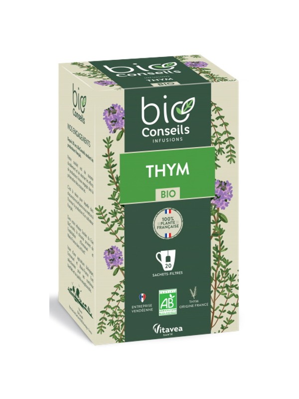 Infusion Thym bio 20 sachets filtres Bio Conseils Herboristerie de paris aide la respiration supérieure
