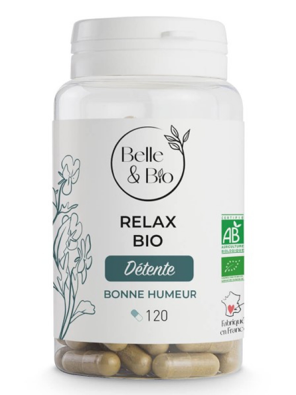 Complexe Relax bio 120 gélules Belle et Bio aide au maintien du sommeil valériane Herboristerie de paris